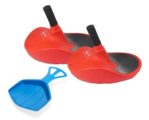 Alpengaudi Zipfelbob Rodel Bob Schlitten mit Handgriff bis 100 kg (2 STK rot) 2 x