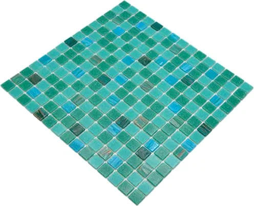Mosaik türkis Poolfliesen Poolmosaik Fliesen Glas glänzend Quadrat Wand Boden Küche Bad Dusche