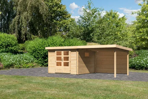Produktbild Gartenhaus Trittau 3 Blockbohlenhaus mit Anbaudach