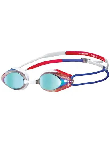 arena Tracks Junior Mirror Wettkampf Schwimmbrille für Kinder - Schwimmbrillen für Kinder mit Anti-Fog Gläsern und UV-Schutz, ideal für junge Wettkampfschwimmer zwischen 6 und 12 Jahren.
