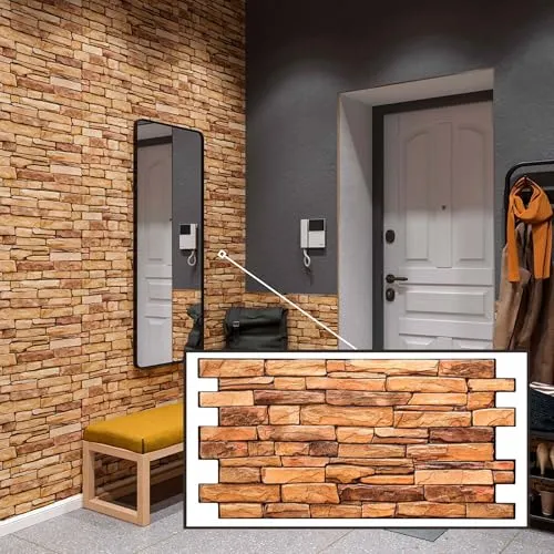 Untitled 3D-Wandpaneele PVC | Schieferstein Optik | 1-20 Platten - 0.5-10 m² | Für Wohnzimmer, Küche & Bad | Einfache DIY-Montage (1, Sand)