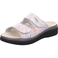 Rohde Damen Pantolette Leder Klettverschluss Muster Wechselfußbett Abano 5224, Größe:37 EU, Farbe:Grau - Grau - 37