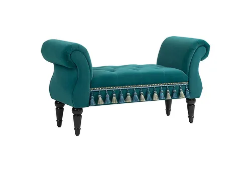 furnicato Polsterbank Vintage-Design 117x40x58 cm - Grün - Stilvolle Polsterbank im Vintage-Design, gefertigt aus robustem Massivholz. Ideal für jeden Raum, bietet sie zusätzlichen Sitzkomfort und einen Hauch von Nostalgie.