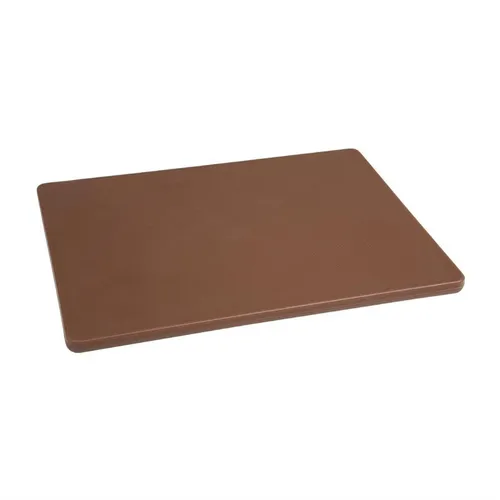 Hygiplas Chopping Board Small Brown 229x305x12mm - Hackbrett in braun zur Farbcode-Kennzeichnung, verhindert Kreuzkontamination. Ideal für sicheres Schneiden von Gemüse.
