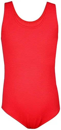 Aquarti Mädchen Badeanzug mit Ringerrücken – Sport Badeanzug Mädchen, Chlorresistent, Farbe: Jacquard Punkte Rot, Größe: 164