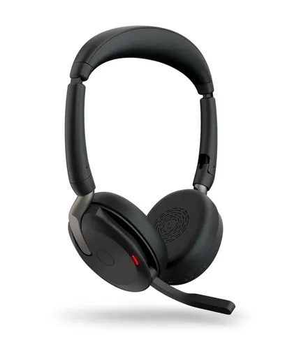 Jabra Evolve2 65 Flex - Stereo-Bluetooth-Headset mit Wireless-Charging-Pad, geräuschunterdrückende ClearVoice Technologie & Microsoft Teams zertifiziert für professionelle Meetings