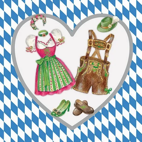 Servietten Bavarian Clothes Bayrische Trachten Raute Oktoberfest Deko 33x33cm 20
