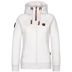 Naketano Damen Sweatjacke oma melange, S - Kapuzenpullover für Damen mit Kapuze, Kängurutasche und stylischen Kunstleder-Applikationen für einen lässigen Look.