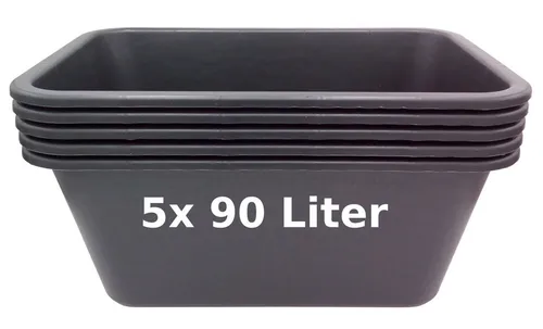 BURI Mörtelkübel 5/10er Set - Robuste Pflanzwannen und Zementkübel - Mörtelkübel in Profiqualität, ergonomische Griffe, ideal für Bauhandwerk und Gartenpflege. Erhältlich in verschiedenen Größen für vielseitige Anwendungen.