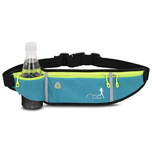 TuTuShop leichter Laufgürtel, leicht, verstellbar, mit elastischem Band, Laufhüfttasche, Handytasche, Zubehör für iPhone, Samsung, Workout-Bauchtasche für Herren/Damen, Himmelblau