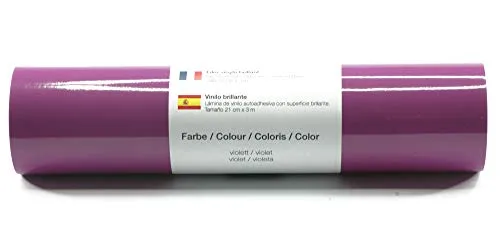 Selbstklebende Plotterfolie Vinylfolie 21 cm x 3 m glänzend 39 Farben zur Auswahl, Farbe:150 Violett