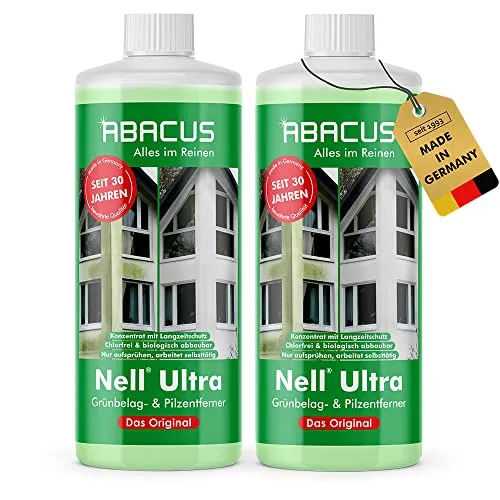 ABACUS Nell Ultra Algenentferner - Grünbelagentferner mit Langzeitwirkung, entfernt selbsttätig Algen und Flechten ohne Schrubben, chlorfrei und biologisch abbaubar, ergiebig für bis zu 100 m².