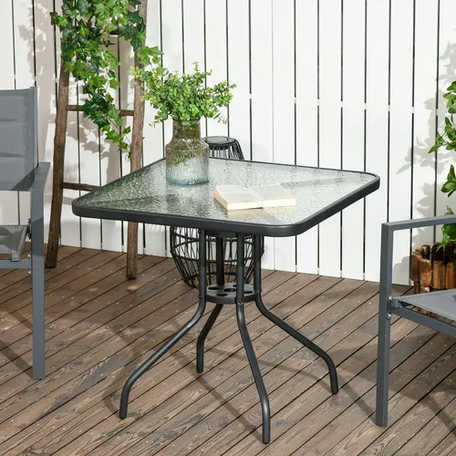 Outsunny Gartentisch Abnehmbar Metall 76x76 cm Wetterfest Balkontisch Schwarz