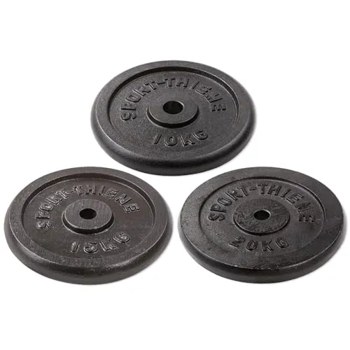 Sport-Thieme Hantelscheibe Gusseisen 30 mm - Langlebige Hantelscheibe aus massivem Gusseisen, ideal für Heim- und Studiotraining. Verfügbar in 3 Gewichtsklassen für optimale Anpassung an Ihr Training.