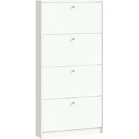 Schuhschrank Escape - Moderner Schuhkipper für Flur und Dielen - Schuhschrank mit 4 Regalfächern und modernem Design, ideal für Ordnung im Flur. Hochwertige MDF-Oberfläche in elegantem Weiß.