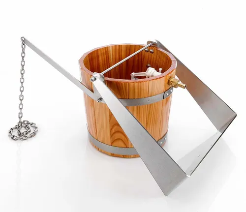 Eliga Schwalldusche aus Holz mit Haltebügel für Sauna in braun von Eliga