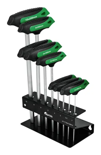 Fortis T-Griff-Schraubendreher-Set 7-teilig - Schraubendreher mit Quergriff, 6-kant von 2-8 mm, ideal für präzises Arbeiten und vielseitige Anwendungen.