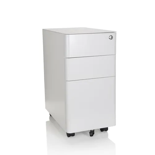 hjh OFFICE 743018 Rollcontainer schmal Color I Stahl Weiß