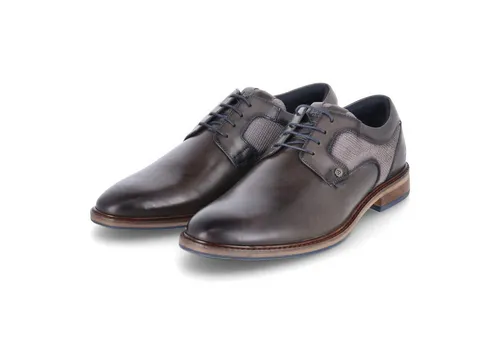 Bullboxer Halbschuhe Schnürschuh grau 42 EU - Stylische Halbschuhe in Grau mit Glattleder-Obermaterial und bequemem Textil-Innenfutter. Ideal für jeden Anlass und mit robustem Blockabsatz für optimalen Tragekomfort.