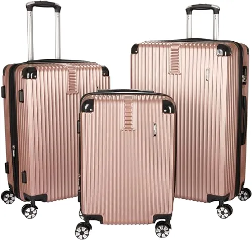 BRUBAKER Kofferset London - 3-teiliges Reisekoffer Set in Roségold - 🌆 Stilvolles Kofferset mit 3 Größen (M, L, XL) für jeden Reisestil. Inklusive sicherem Zahlenschloss und praktischer Innenaufteilung. Robustes ABS-Material und 360° Rollen für mühelosen Transport.