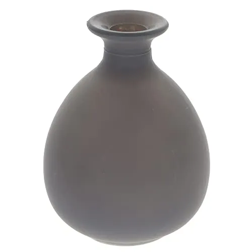 Generic Bauchvase in grauem Milchglas Design 9x12cm / Moderne Deko Vase für Zuhause oder Büro/Blumenvase im matten Finish/Tischvase für kleine Sträuße