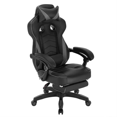 Gaming Stuhl Racing Stuhl Bürostuhl Drehstuhl Sportsitz Kunstleder Grau BS71gr
