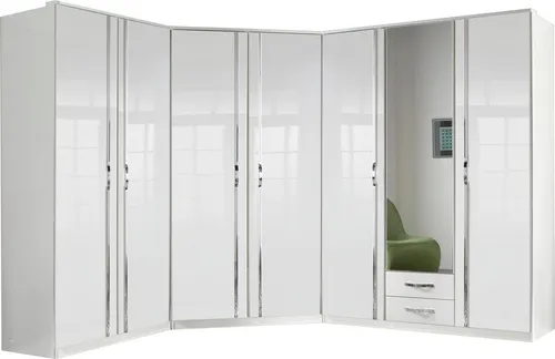 Eckkleiderschrank Trio 95x95cm in Weiß Hochglanz