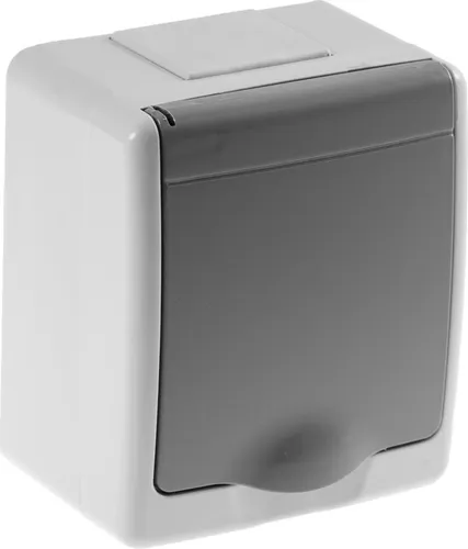 Aufputzsteckdose Grau IP44 16A/250V Schuko Aufputz Feuchtraum Steckdose Grau