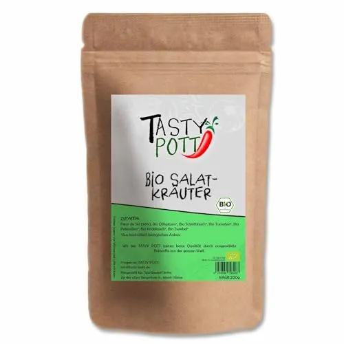 Tasty Pott Bio Salatkräuter 200g Beutel | Kochen & Würzen | Salat Genuss Geschmack Gewürz würzen | lecker knackig würzig | Nachfüllbeutel Vorteilspackung