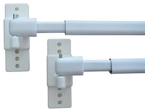 Hochwertige Vitragenstangen, Scheibenstangen, Gardinenstangen, Caféhausstangen - Metall mit Kunststoff umwickelt – mit 4 Klebehaken - verstellbar - Farbe: weiß - Länge 40-65 cm 2