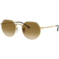 Ray-Ban RB 3565 JACK Unisex-Sonnenbrille - Sportbrille mit stylischem Panto-Design, goldfarbenem Metall-Gestell und hochwertigem mineralischem Glas für optimalen UV-Schutz und langlebigen Tragekomfort.