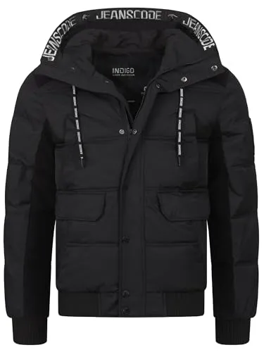 Indicode Herren INJakobe Winterjacke mit Kapuze | Herrenjacke warme Freizeitjacke Männer Black, 3XL