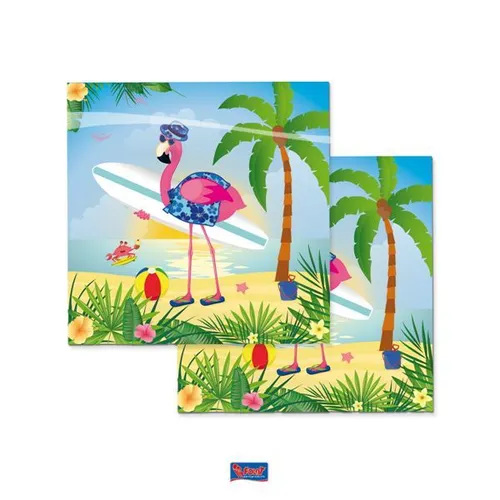 SERVIETTEN 33er Motiv : FLAMINGO DEKO URLAUB Sommer Sonne Party Becher Insel 20