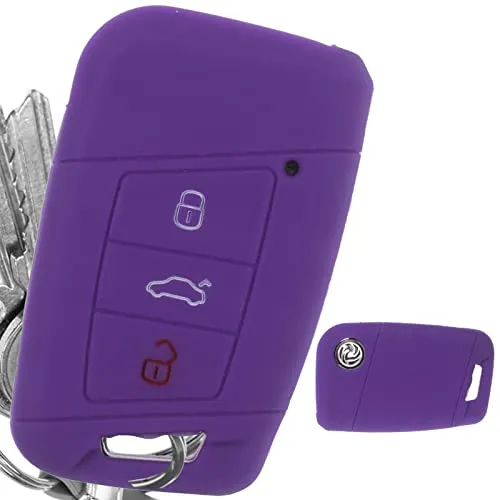 KEYLESS Schlüssel Hülle Lila Kompatibel mit VW Passat B8 Arteon Skoda Kodiaq