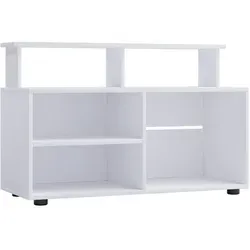 VCM Lowboard Balanisa, weiß - TV-Halterungen für Bildschirme bis 43 Zoll, mit fünf offenen Fächern und Platz für eine Soundbar, modernes Design in Weiß