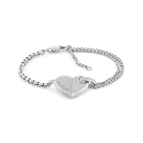 Tommy Hilfiger Gliederarmband für Damen - Elegantes Edelstahlarmband mit herzförmigem Anhänger und