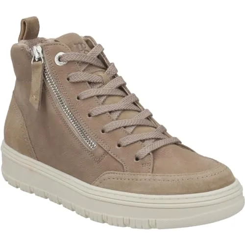 Paul Green Leder Sneaker in Beige-Braun, Größe 43 EU - Wanderschuhe aus hochwertigem Leder, ideal für Freizeitaktivitäten, mit bequemer Schnürung und 2 cm Blockabsatz für optimalen Tragekomfort.