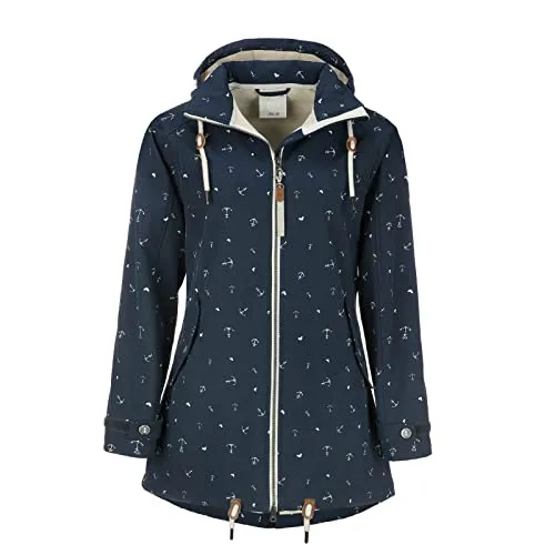 Dry Fashion Damen Softshell-Mantel Plön mit Anker-Print - Outdoor-Softshelljacke mit atmungsaktivem, wind- und wasserabweisendem Material sowie warmem Fleece-Innenfutter – ideal für jedes Wetter und Outdoor-Aktivitäten.