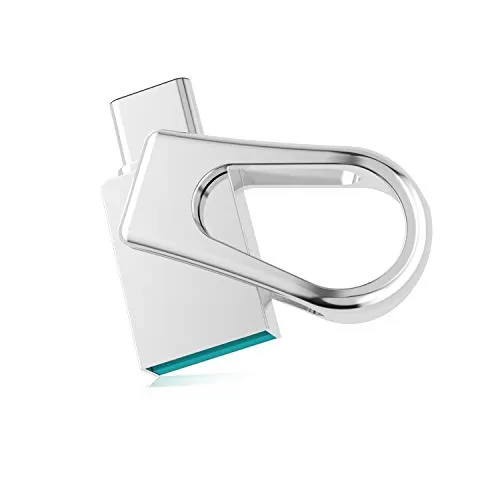 RAOYI USB C Stick 128GB Mini USB 3.0 & Type C 2-IN-1 OTG Flash Laufwerk Dual USB C Speicherstick Metall Wasserdicht für iPhone 15 Smartphone Android Windows Mac OS, Silber