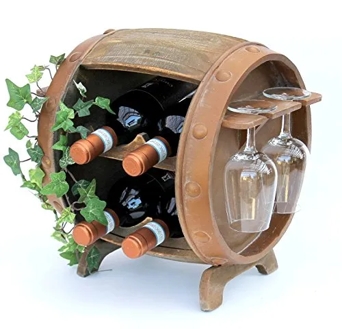 DanDiBo Weinregal Holz Weinfass Braun 33 cm