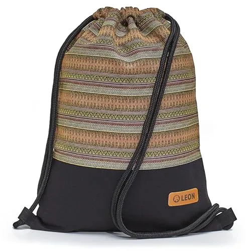By Bers Leon großer Premium Turnbeutel - Stylischer Turnbeutel für Sport und Alltag, aus hochwertiger Baumwolle mit 3 Innentaschen und verstellbarem Nylonseil für maximalen Komfort.