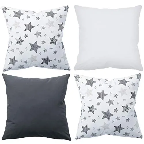 Amilian Dekokissen 4er Set - 50x50 cm Zierkissen mit Füllung - Hochwertige Zierkissen in 50x50 cm, ideal für Sofas, Schlafzimmer und Wohnräume. Die Kissen bieten Komfort und Stil, gefertigt aus 100% Baumwolle für eine angenehme Haptik. Perfekt für drinnen und draußen.