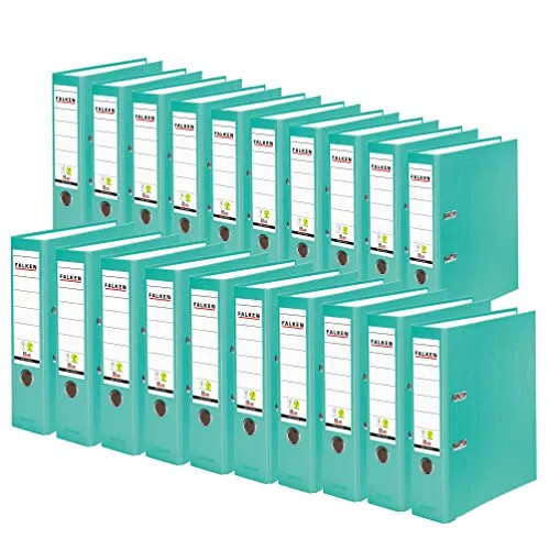 Original Falken PP-Color Ordner 20er Pack - 20 Stück türkisfarbene Kunststoff-Ordner für DIN A4, vegan und FSC-zertifiziert, ideal für die umweltbewusste Büroorganisation.