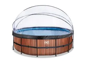 EXIT Wood Pool ø488x122cm mit Sandfilterpumpe