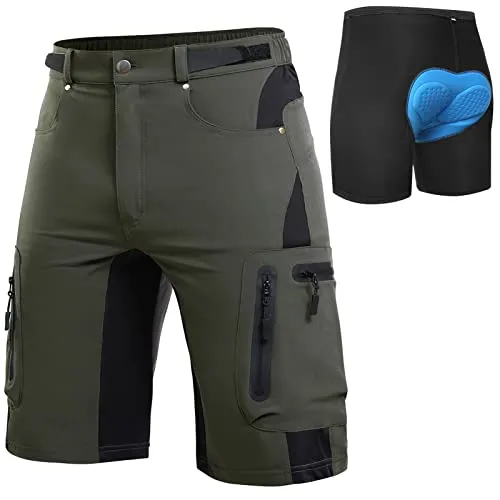 Cycorld Herren Mountainbike Shorts - Atmungsaktive Radhose mit Reißverschlusstaschen, Grün XL - Shorts für Herren, ideal für Mountainbiking. Robustes Material, atmungsaktiv, mit tiefen YKK-Reißverschlusstaschen und verstellbarer Taillenweite für höchsten Komfort und Sicherheit.