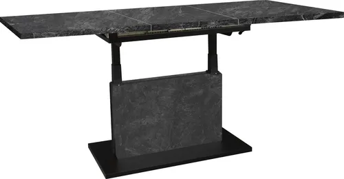 Mäusbacher Verstellbarer Couchtisch in Keramikoptik Grau/Schwarz - Eleganter Couchtisch mit verstellbarer Höhe, ideal für jedes Wohnzimmer. Robuste Spanplatte in vulkanschwarz supermatt und pflegeleichte Keramikoptik.