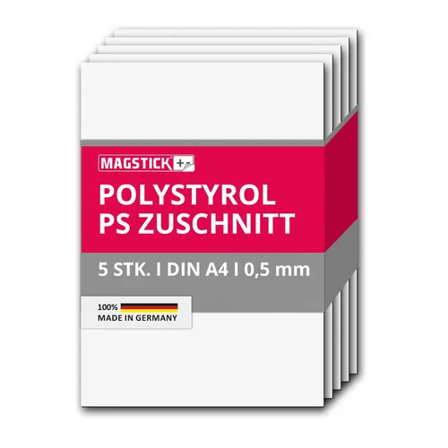 Produktbild 5er Set Polystyrol Platten weiß DIN A4 Kunststoff-Zuschnitte Modellbau I mag_259