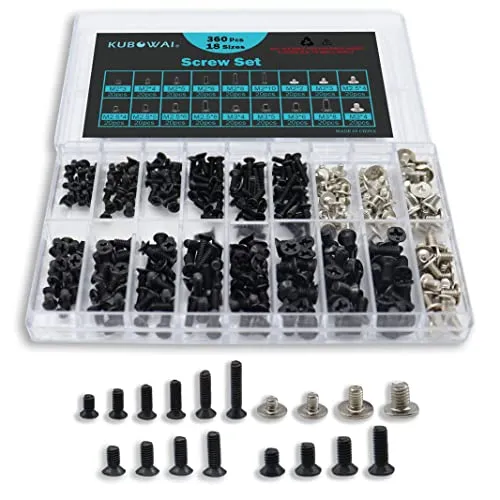 KUBOWAI Schrauben Sortiment Set,M2/M2.5/M3,für Laptop Computer Reparaturschrauben,360 Stück (18 Größen)