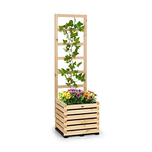 blumfeldt Modu Grow - Hochbeet & Spalier Set, Pflanzschale, Blumenkasten, Blumenkübel, inklusive Spalier/Rankhilfe, solides und haltbares Kiefernholz, 50 x 151 x 50 cm (BxHxT), Kiefer