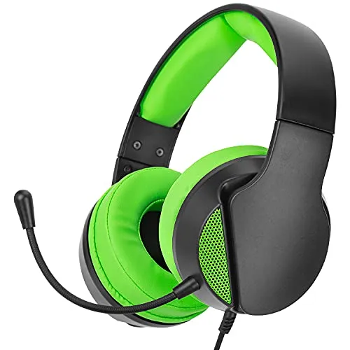 NITHO Janus Gaming Headset – Over-Ear Kopfhörer mit 40-mm-Treiber, Bügelmikrofon, 3.5-mm-Audio – für PC, PS4, PS5, Xbox One/Series X|S, Mobile, Tablet – Grün